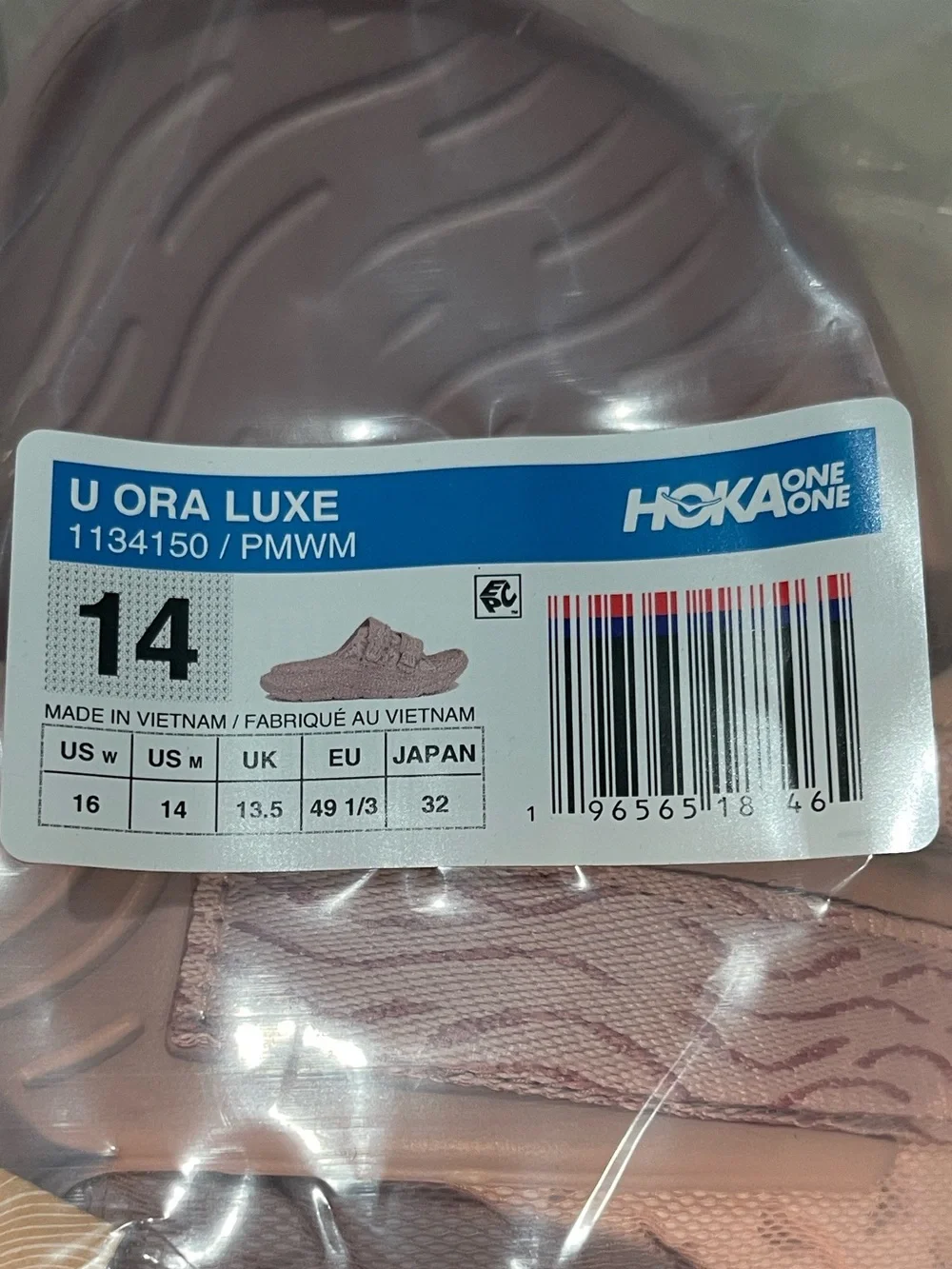 HOKA Gender Inclusive Ora Luxe Slide Sandal NWT W 16 / M 14 Pink Pale Mauve